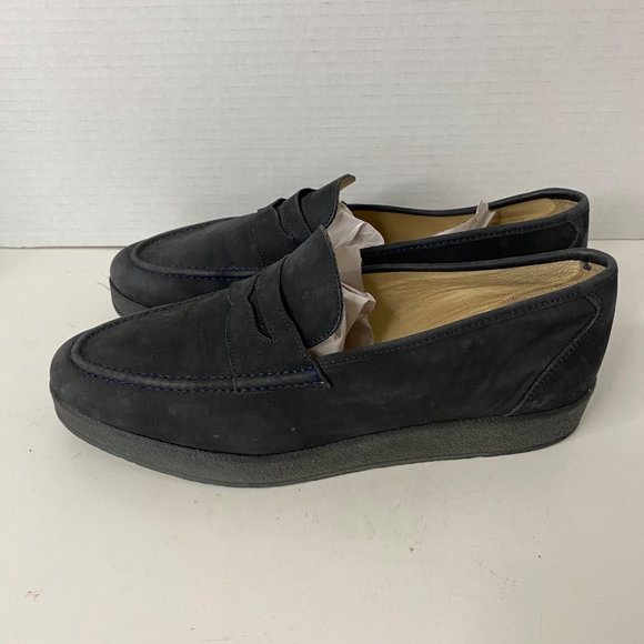 Bertie blue suede penny loafers slip on shoes platform heel Made in Italy 9.5 - Picture 1 of 8
